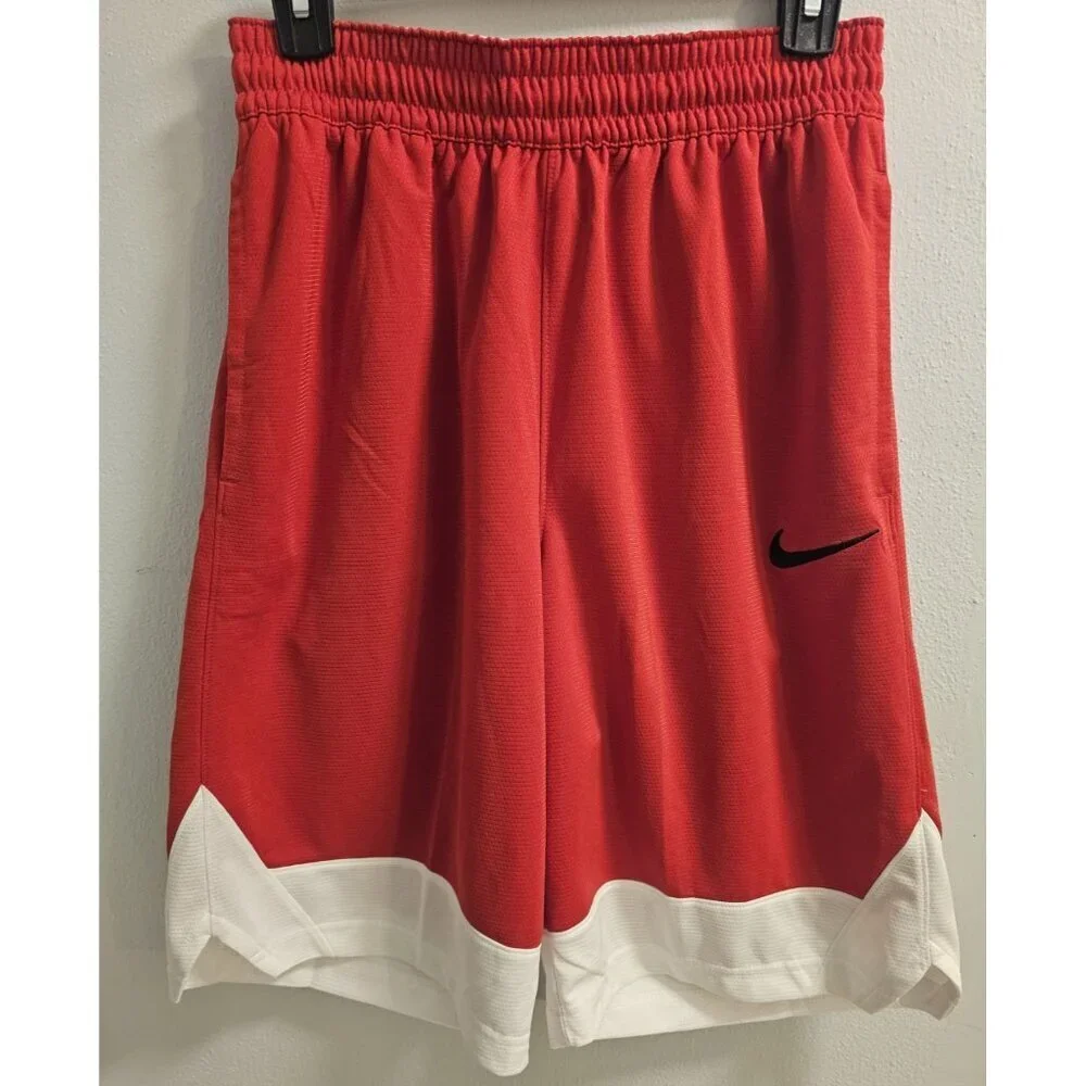 Nike Men's Dri-FIT Icon Basketball Shorts Pockets Red & White Size Med BRAND NEW